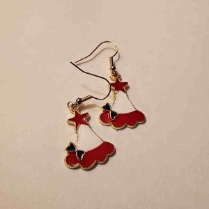 Gold Alloy Christmas Earrings